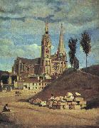  Jean Baptiste Camille  Corot Chartres Cathedral France oil painting reproduction